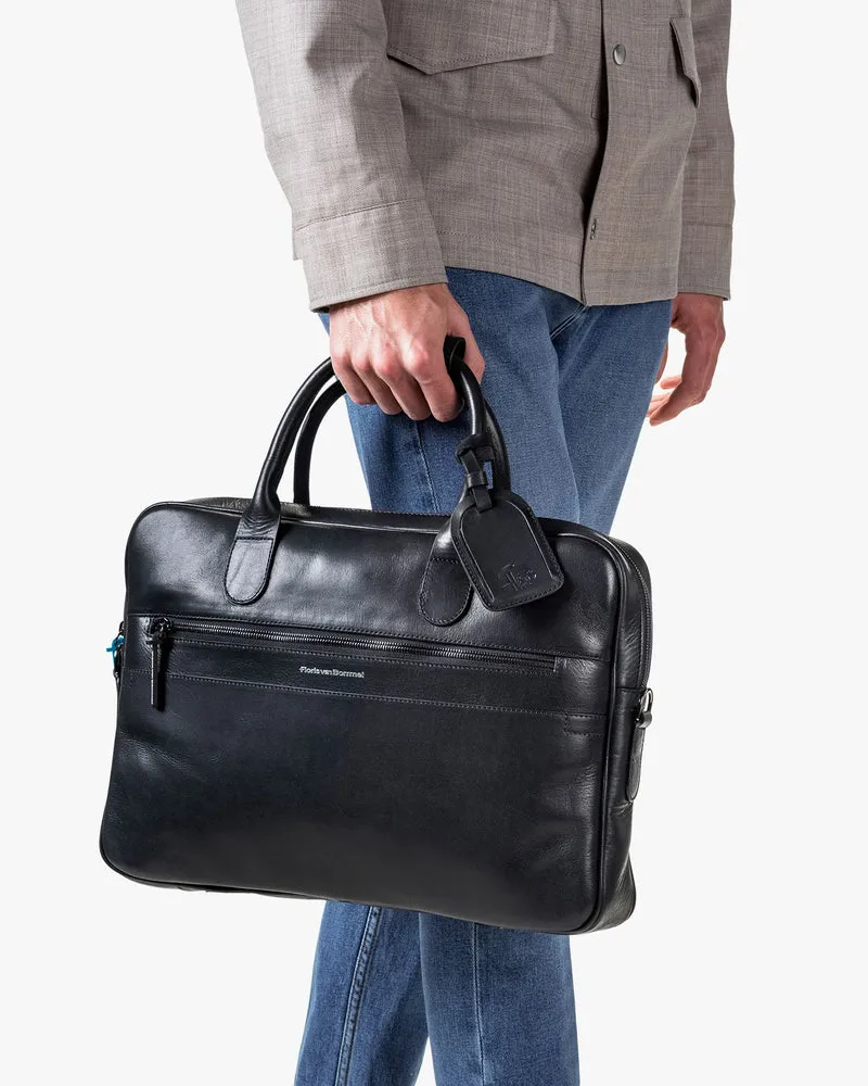 Bürotasche schmal Leder schwarz
