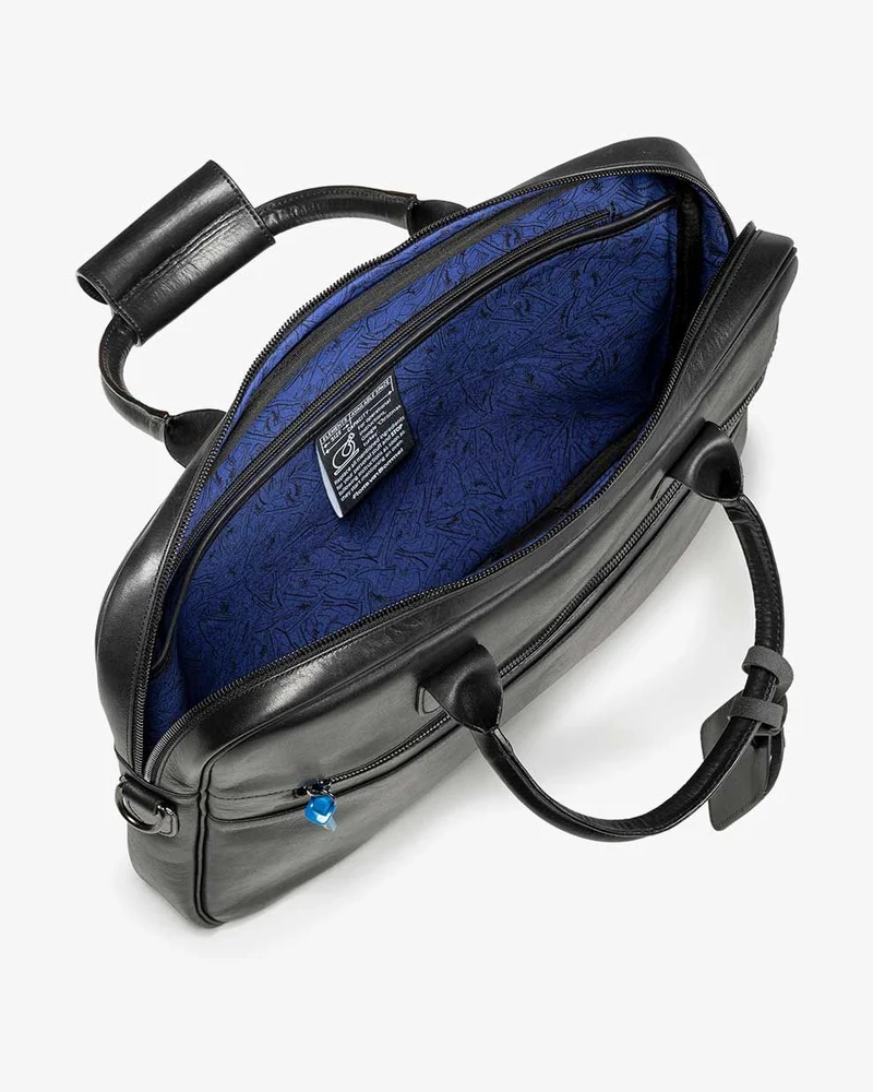 Bürotasche schmal Leder schwarz