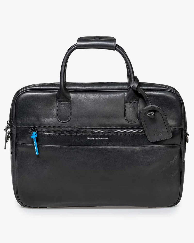 Bürotasche schmal Leder schwarz