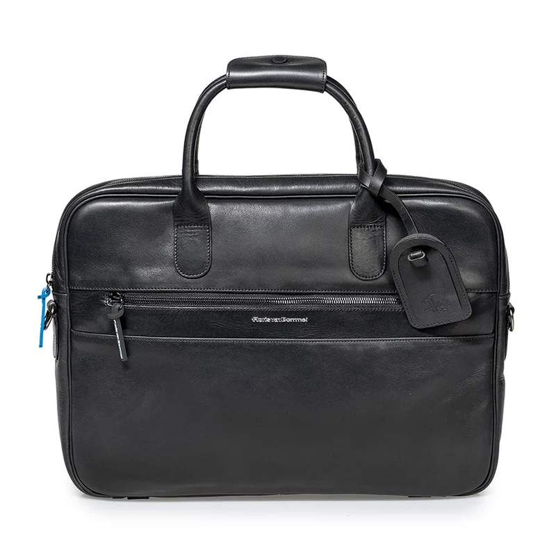 Bürotasche schmal Leder schwarz
