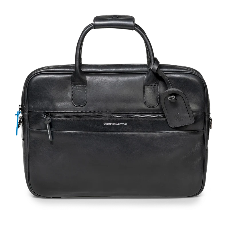 Bürotasche schmal Leder schwarz