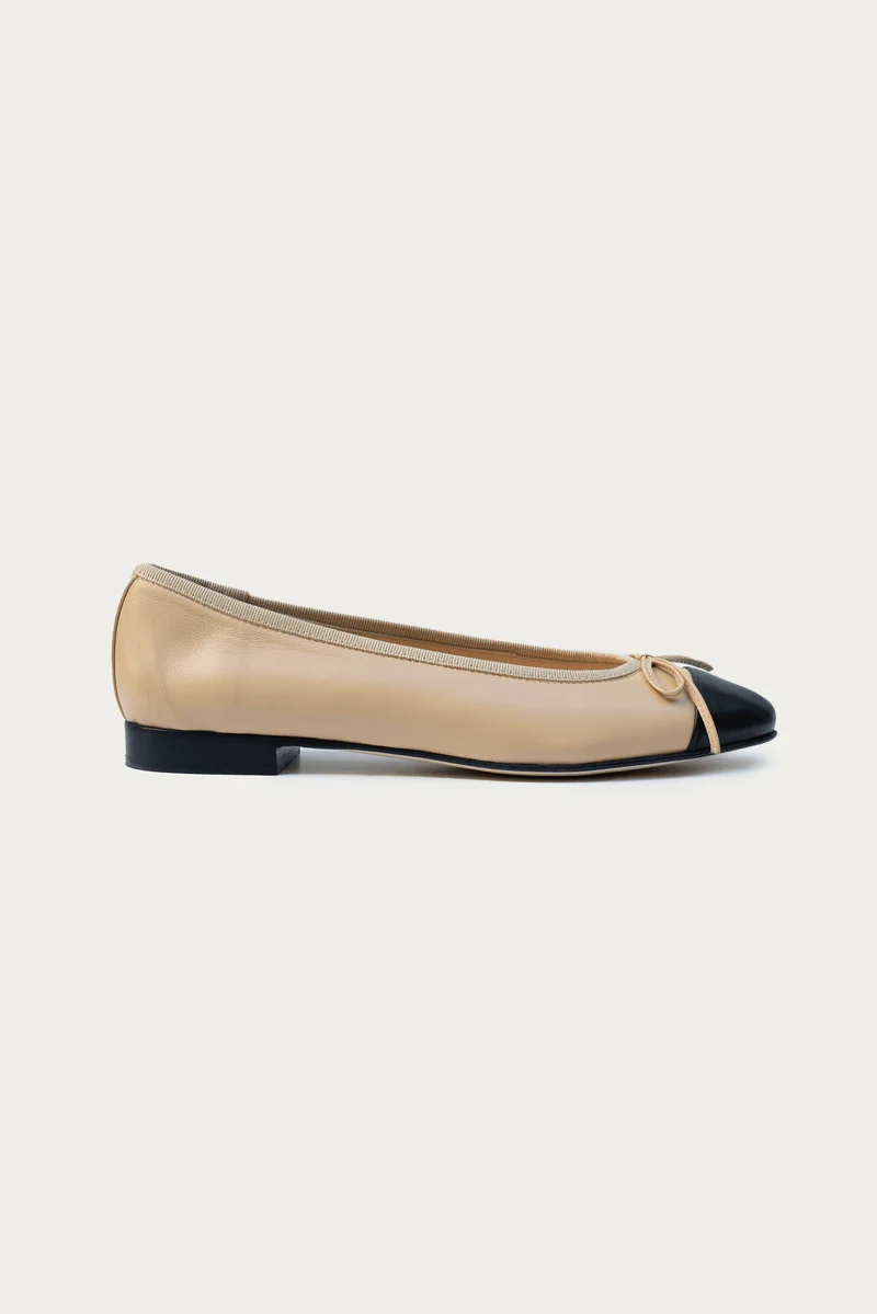 Emma Beige Glattleder Spitze Schwarz