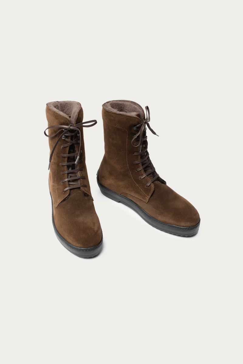 Tonia Marrone Veloursleder mit Lammfell