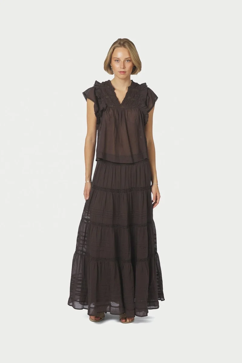 Neo Noir - Felicia S Voile Skirt 161872 - 676 - Dark Brown