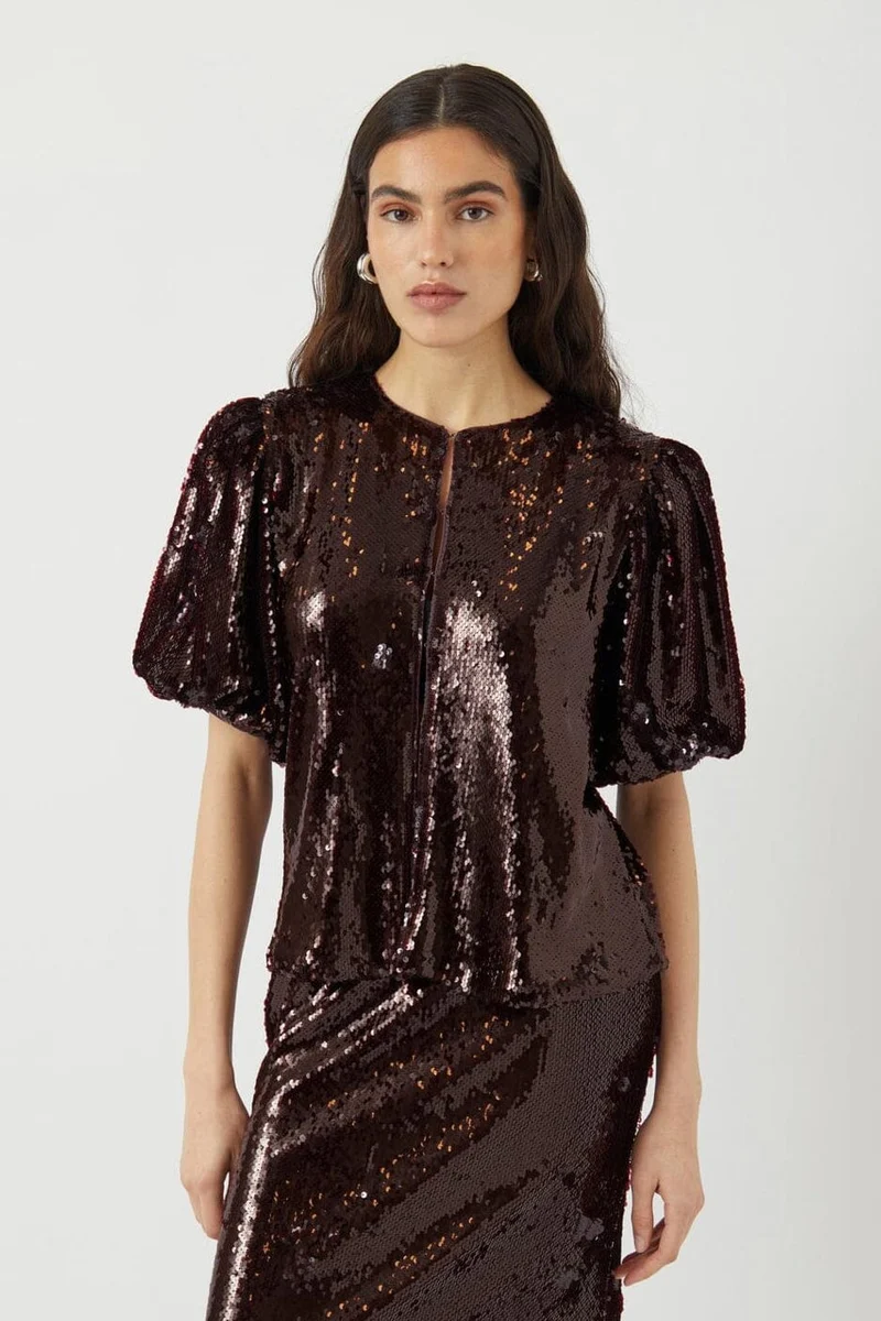YAS - Yasroyalina 2/4 Sequin Top - 4862794 Port Royale W Sequins
