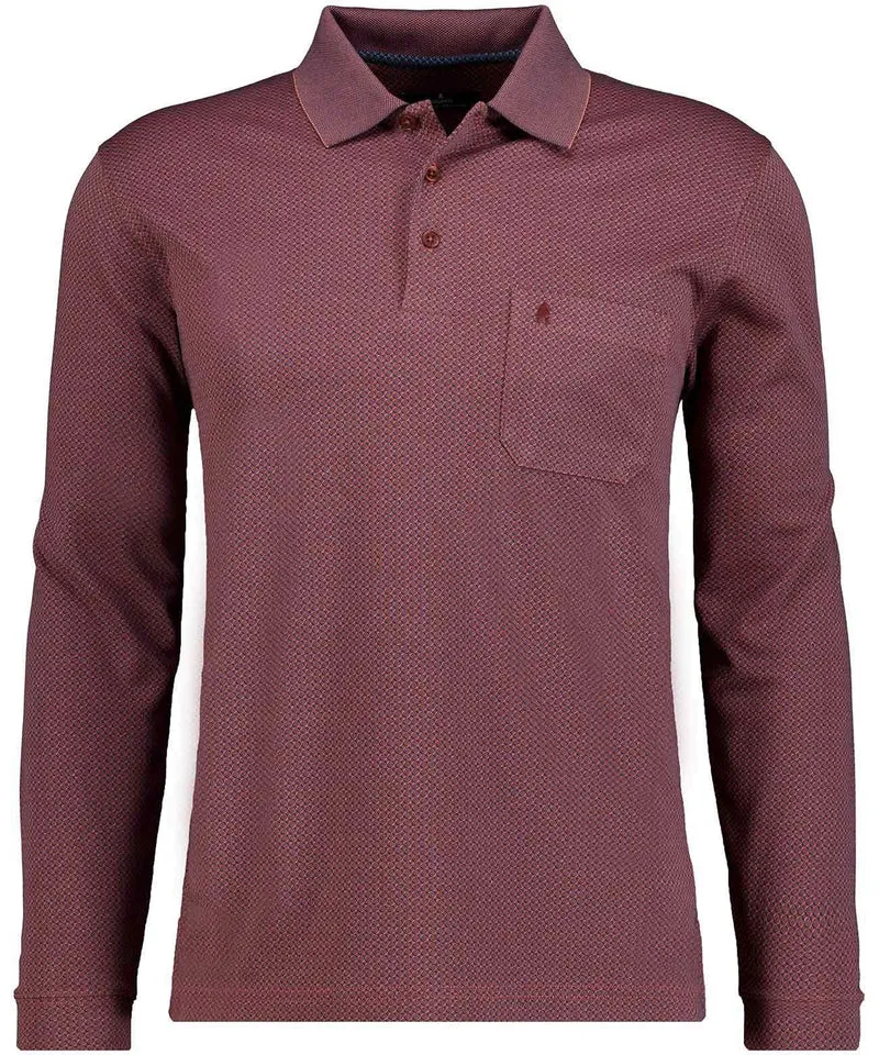 Polo button, LS, jacquard
