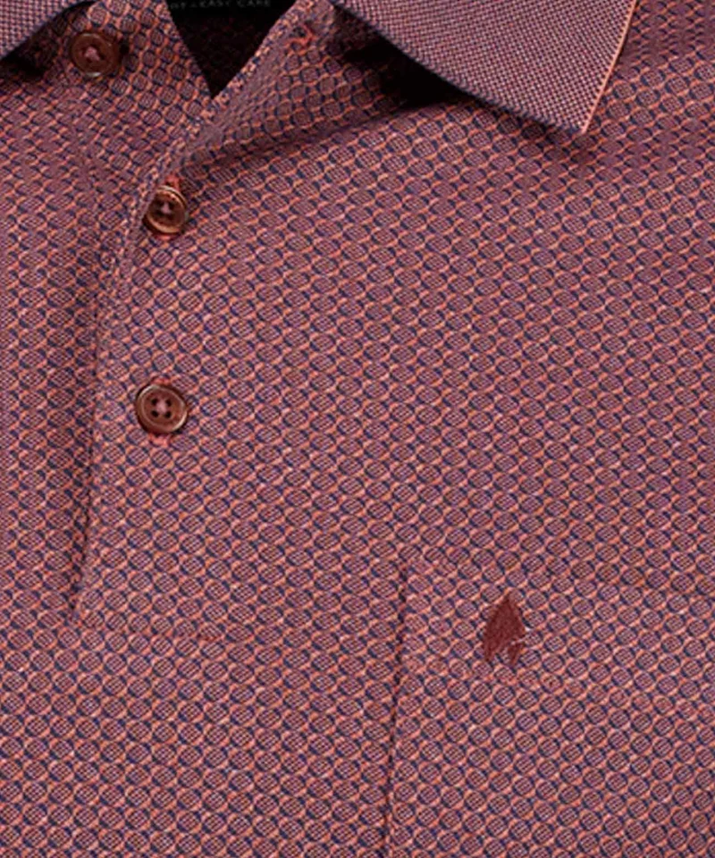 Polo button, LS, jacquard