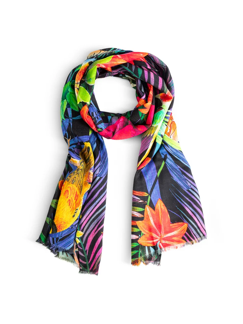 WRAP SCARF TROPICAL BLACK