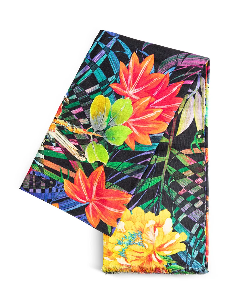 WRAP SCARF TROPICAL BLACK