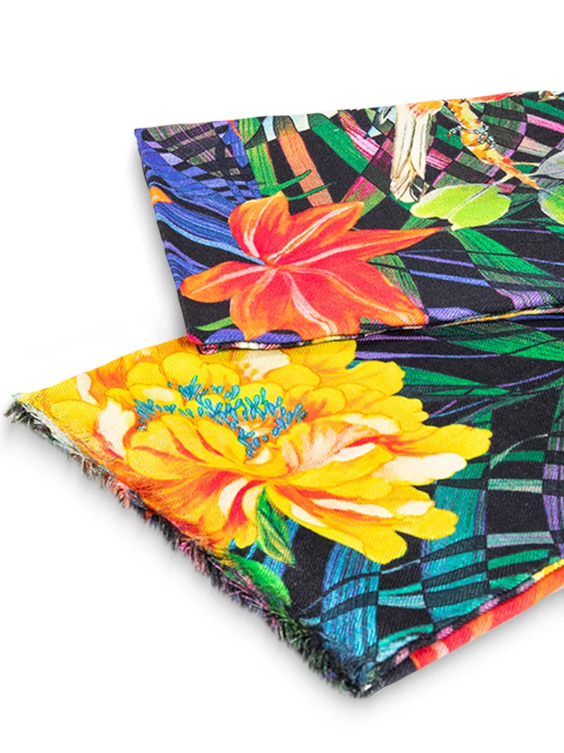 WRAP SCARF TROPICAL BLACK