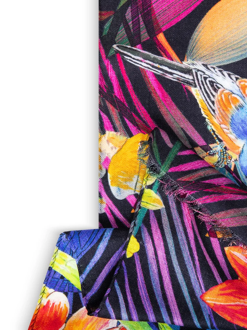 WRAP SCARF TROPICAL BLACK