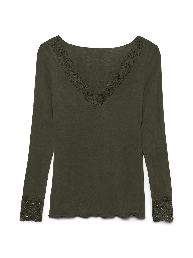 Vmskye Ls V-neck Lace Top Jrs Noos