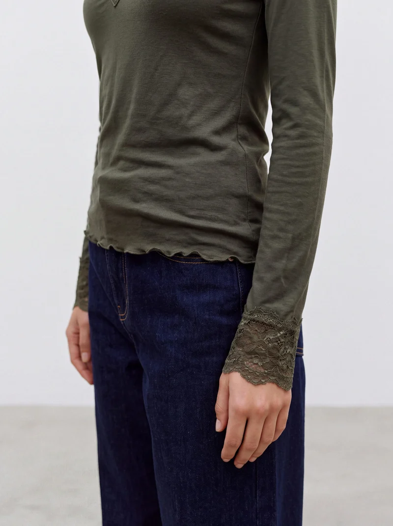 Vmskye Ls V-neck Lace Top Jrs Noos