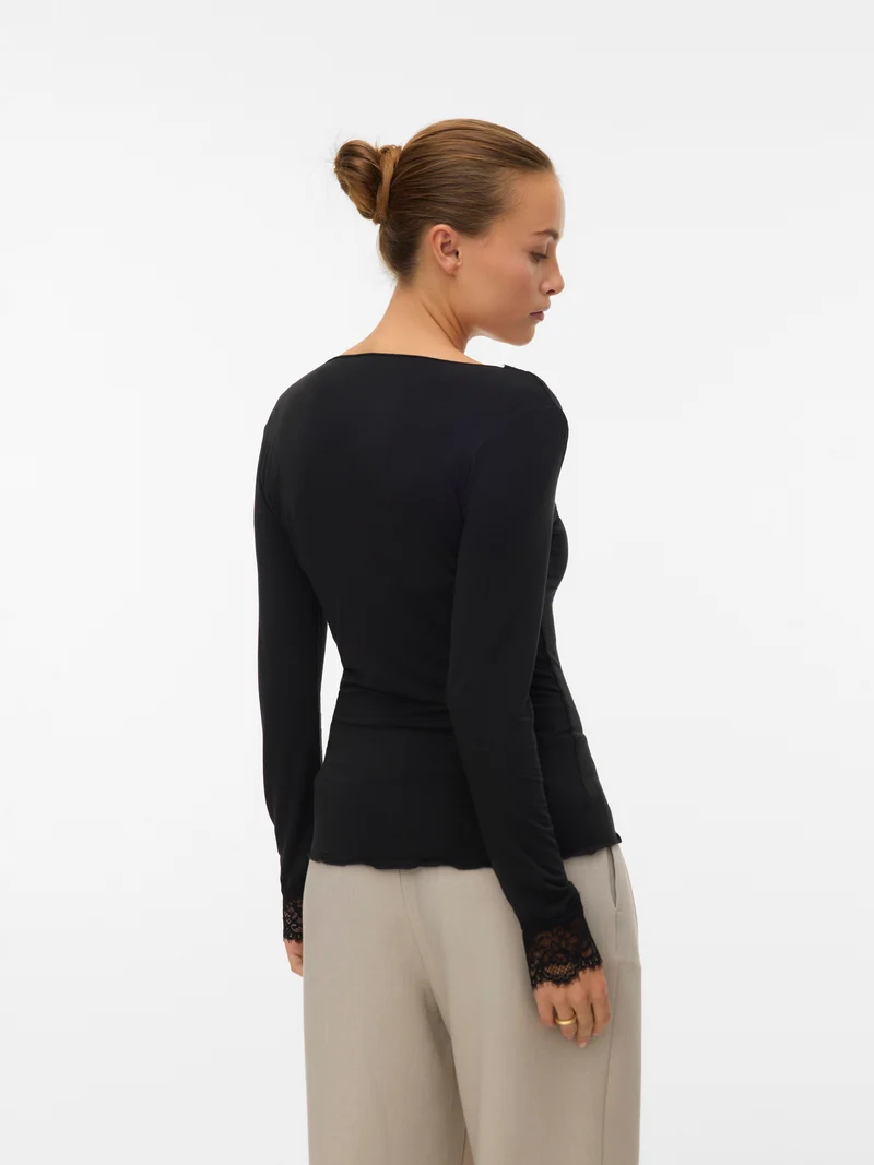 Vmskye Ls V-neck Lace Top Jrs Noos