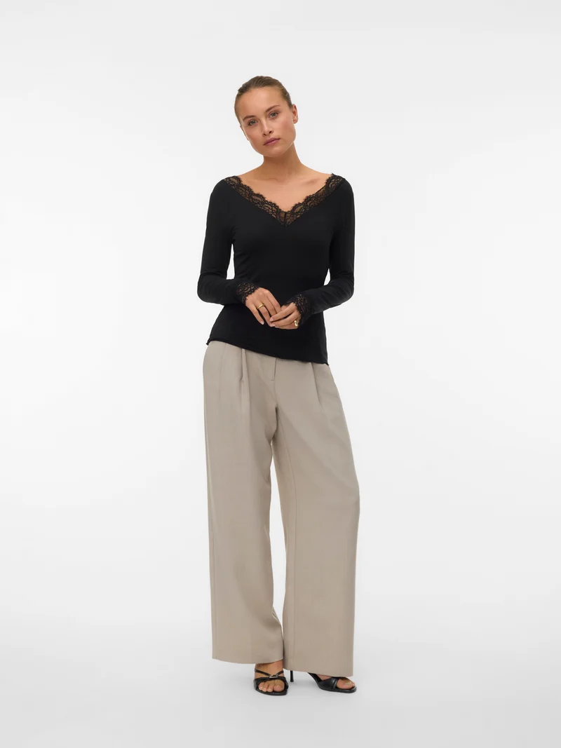 Vmskye Ls V-neck Lace Top Jrs Noos