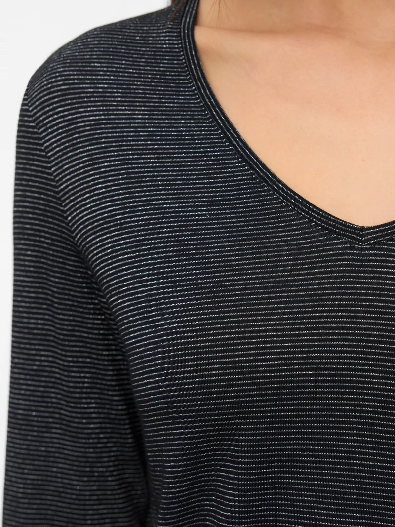 Vmlava Glitter Ls V-neck Top Stripe