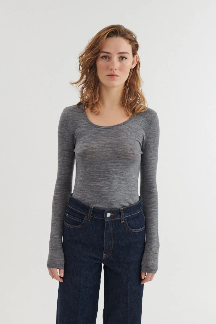 BASIC APPAREL Rinja Ls Tee grey mel.