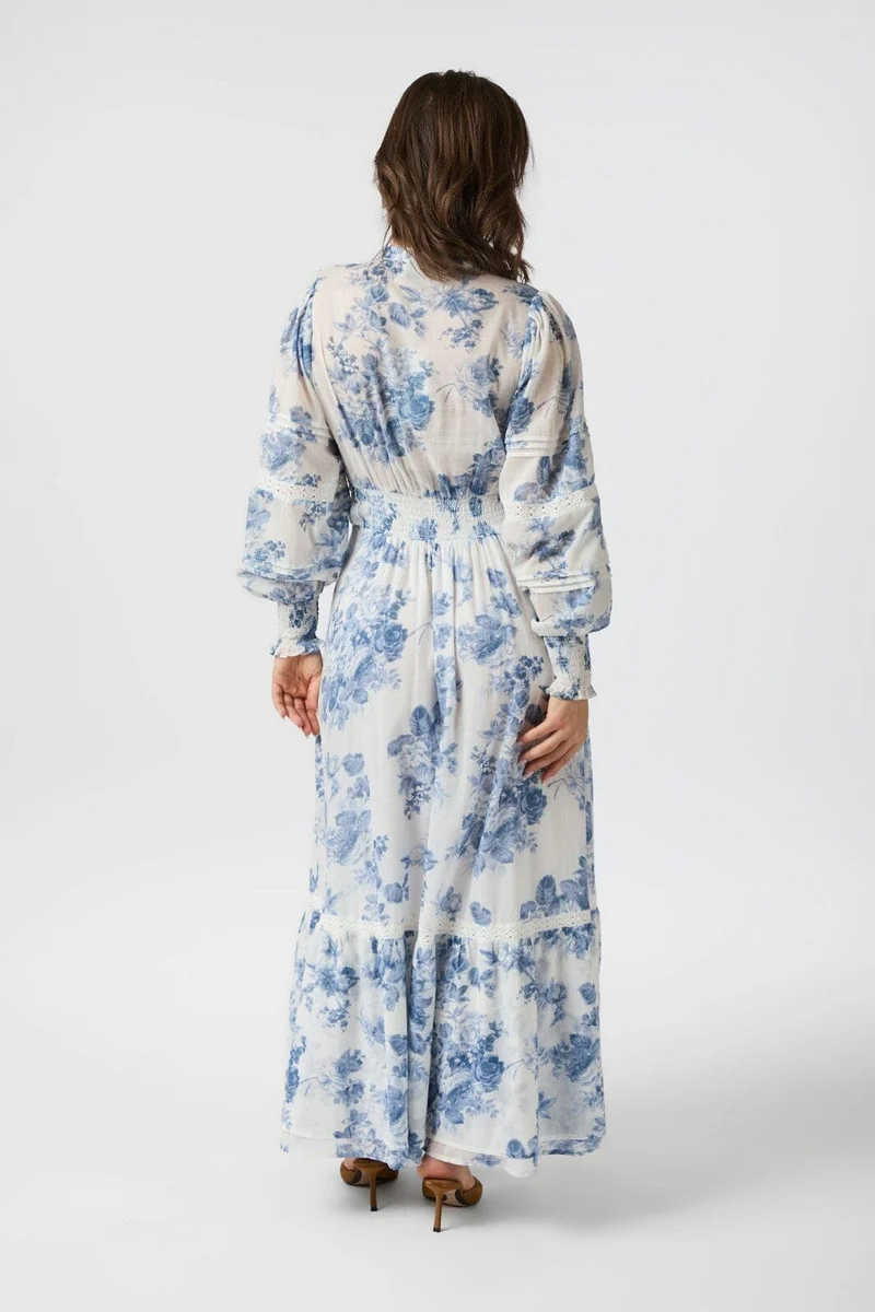Neo Noir - Columbia Flower Flow Dress 165529 - 145 - Light Blue