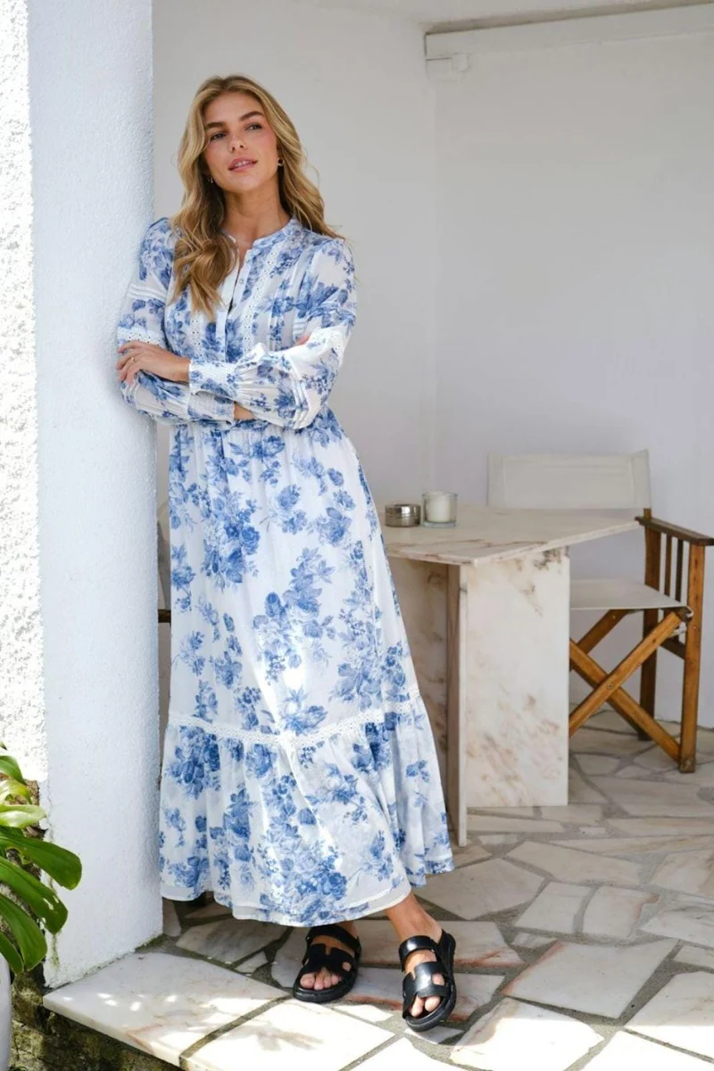 Neo Noir - Columbia Flower Flow Dress 165529 - 145 - Light Blue
