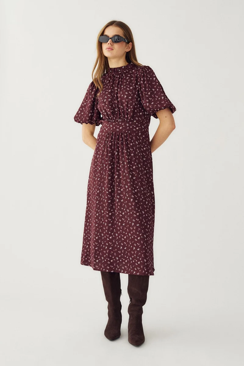 Noella - N-Ruth Dress 15900001 - 1472 - Dwyn Burgundy Print