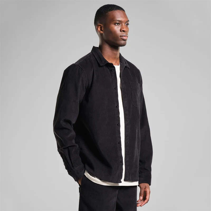 DEDICATED Shirt Varberg Corduroy Black