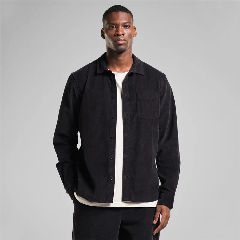 DEDICATED Shirt Varberg Corduroy Black