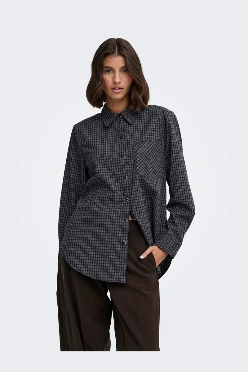 Jdy - Jdylou L/S Shoulderpad Shirt - 5130716 Ebony Black & Cloud Dancer