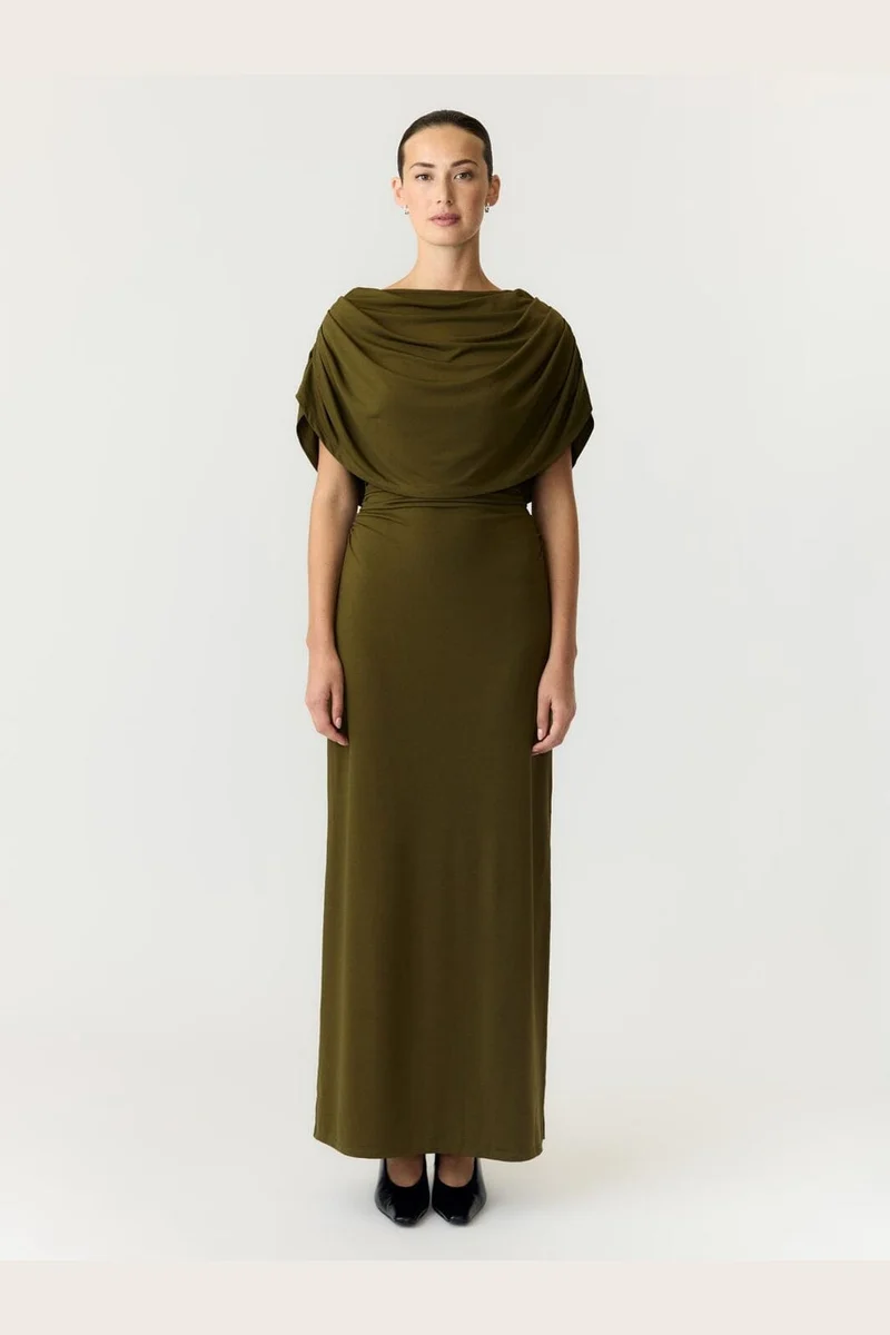 Yas - Yasdrala Cape Maxi Dress - 5244115 Dark Olive