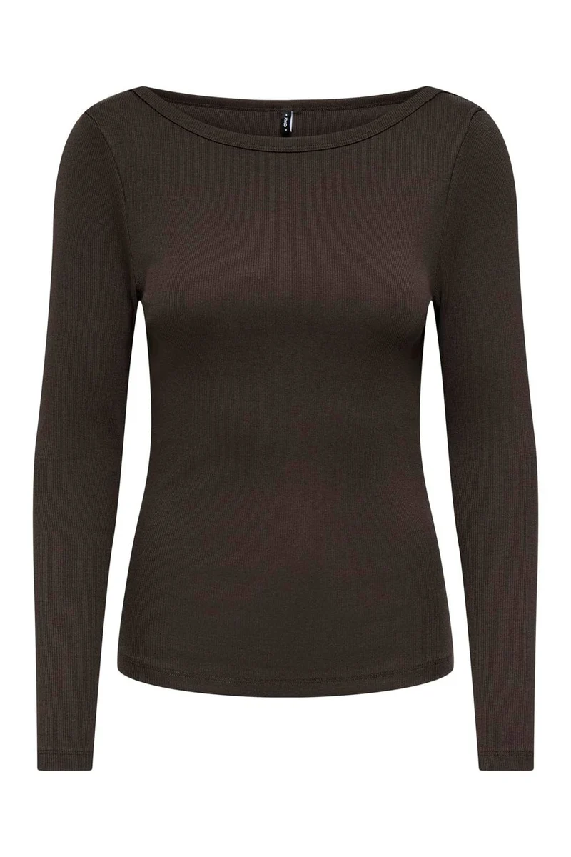 Only - Onlkathline 3/4 Rib Boatneck Top - 5212120 Coffee Bean