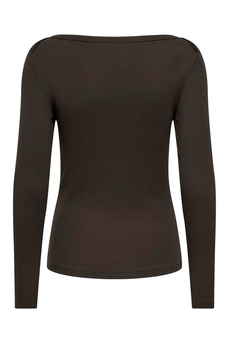 Only - Onlkathline 3/4 Rib Boatneck Top - 5212120 Coffee Bean