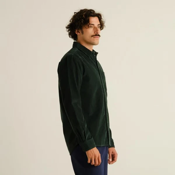 DEDICATED Shirt Varberg Corduroy Dark Green