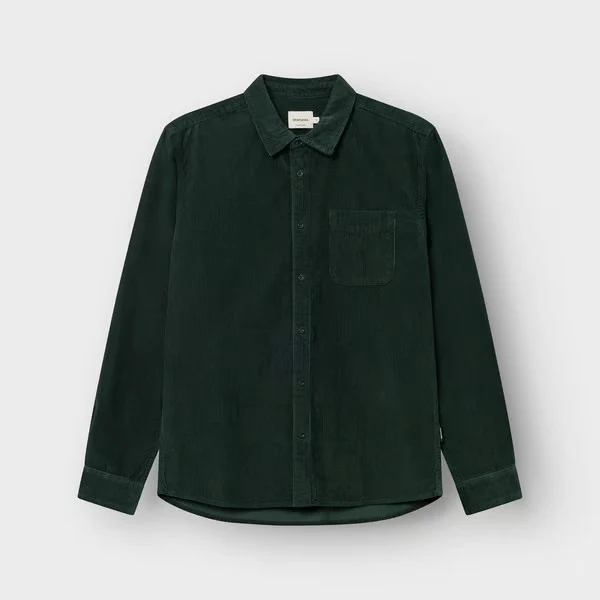 DEDICATED Shirt Varberg Corduroy Dark Green