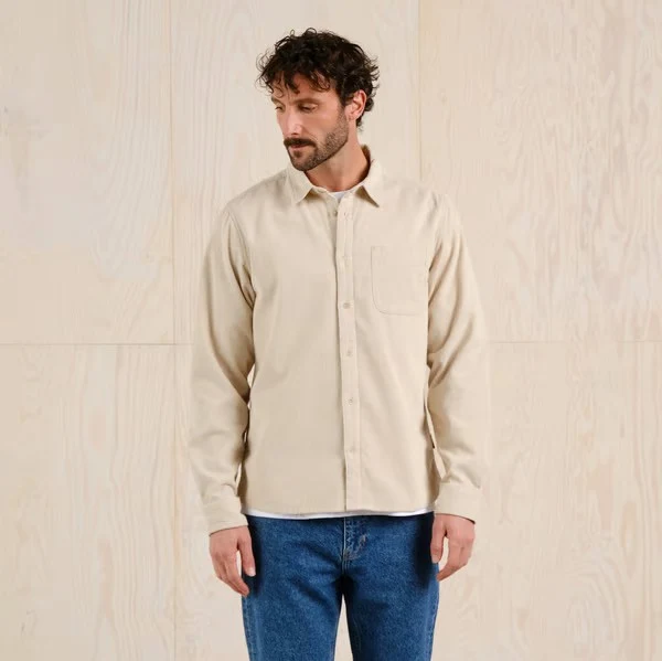 DEDICATED Shirt Varberg Corduroy Oat White