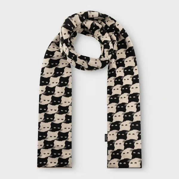 DEDICATED Scarf Rossberga Pepita Cats Oat White