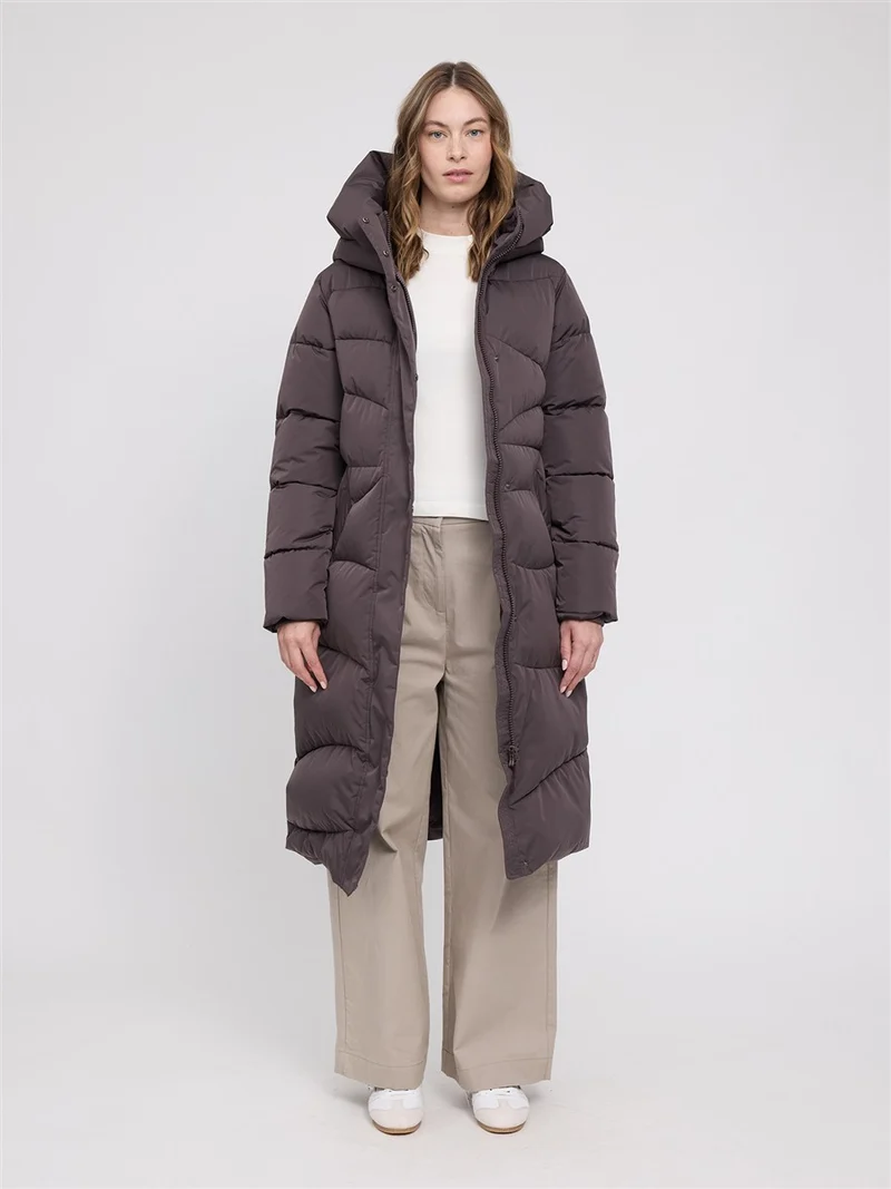 MAZINE Waves Quilt Puffer Coat eggplant