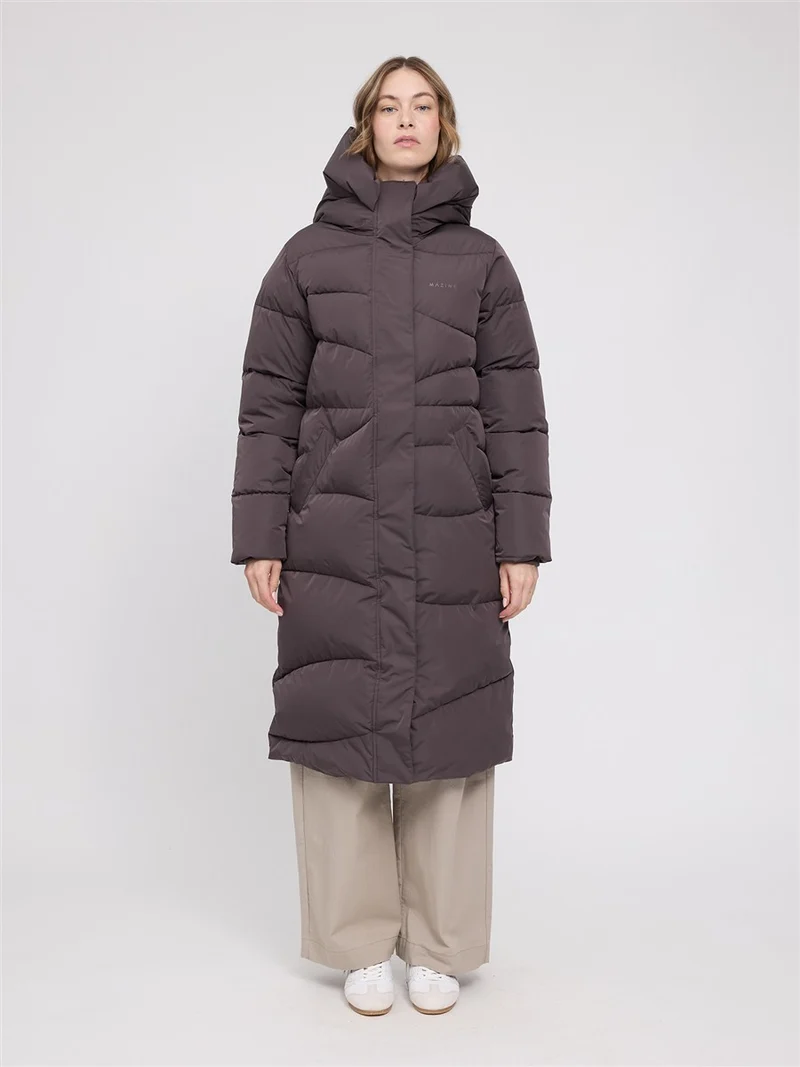 MAZINE Waves Quilt Puffer Coat eggplant