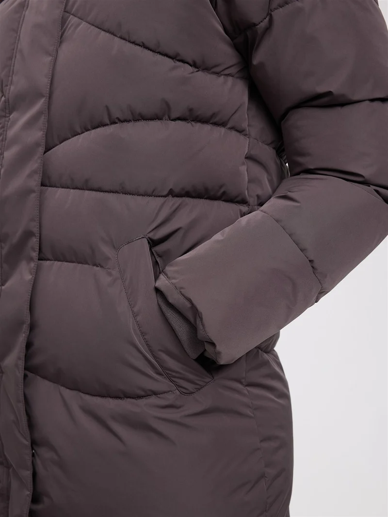 MAZINE Waves Quilt Puffer Coat eggplant