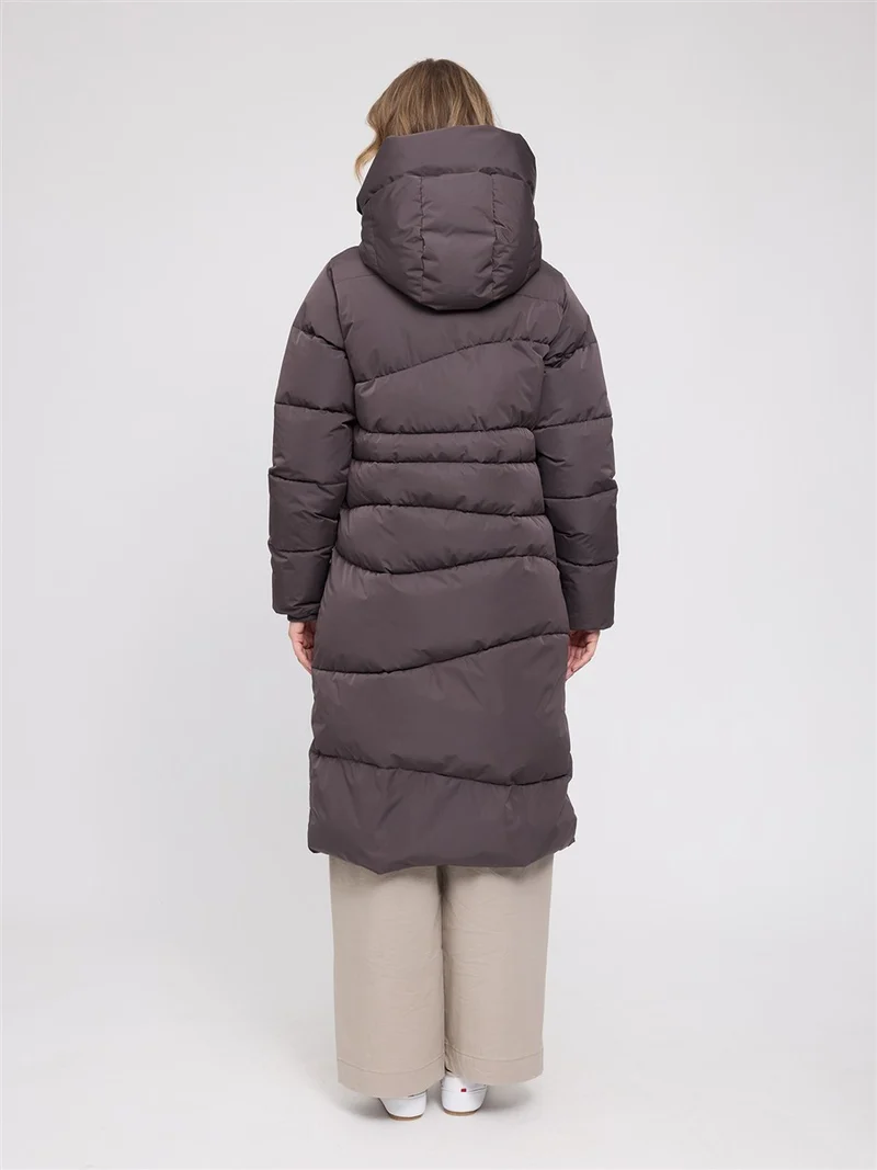 MAZINE Waves Quilt Puffer Coat eggplant