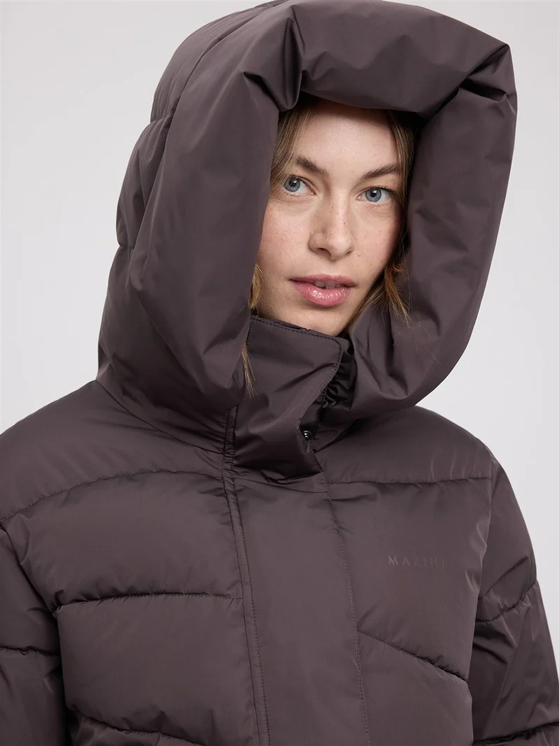 MAZINE Waves Quilt Puffer Coat eggplant