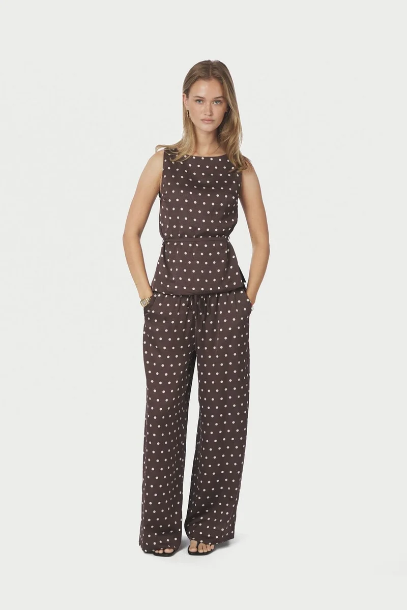 Neo Noir - Sebba Big Dot Pants 167903 - 676 - Dark Brown