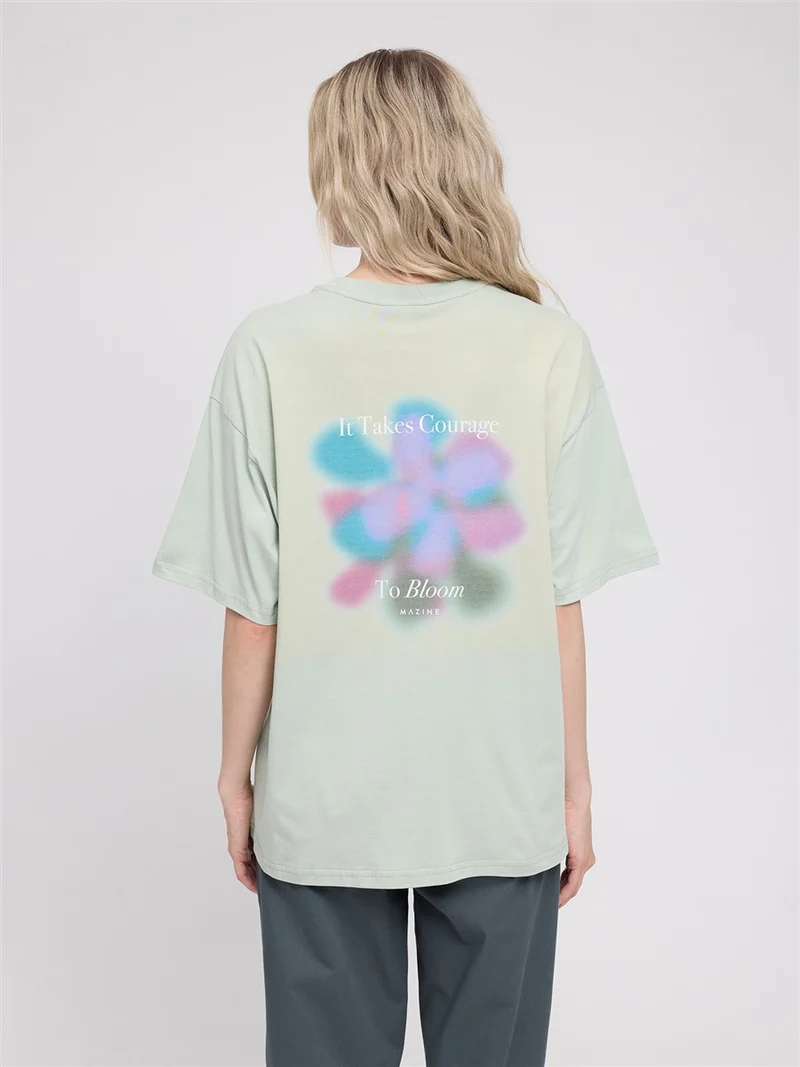 MAZINE Back Print T-Shirt light-aqua-courage