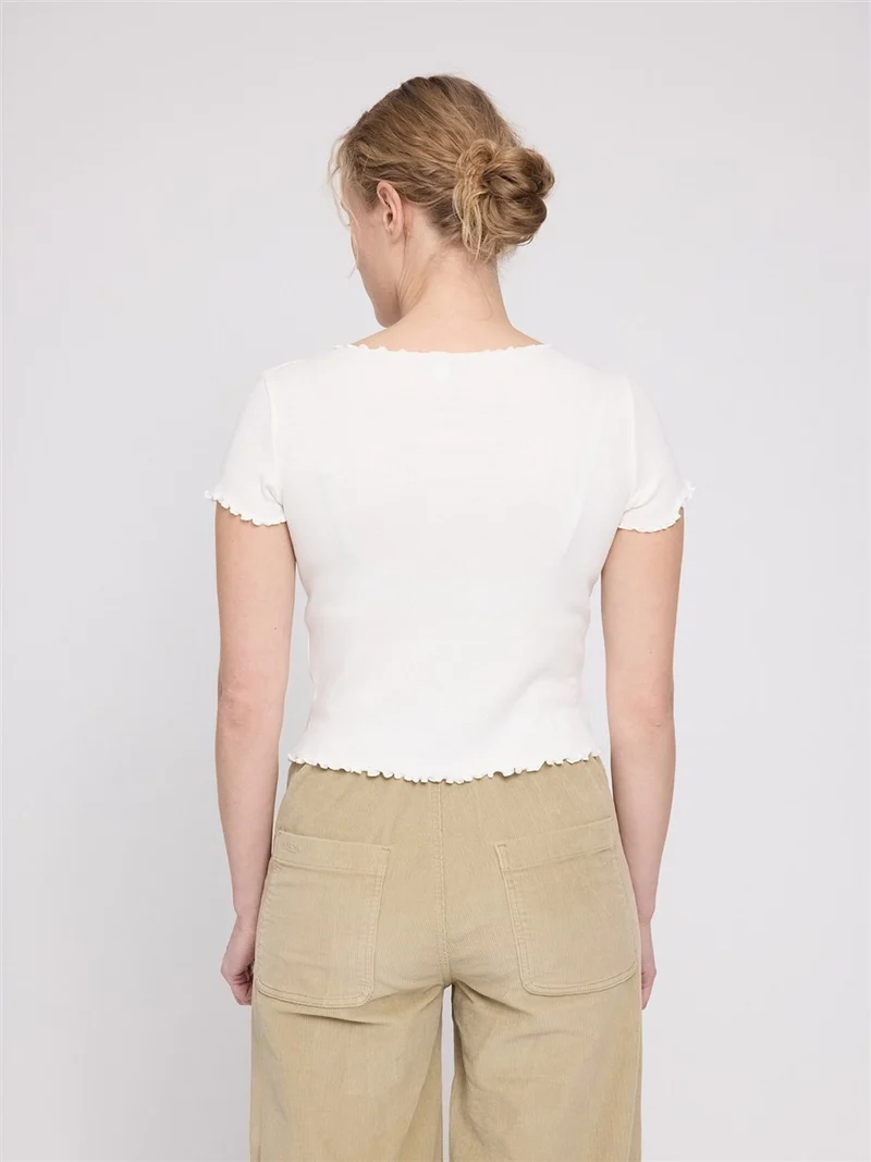 MAZINE Babylock Hems T-Shirt offwhite