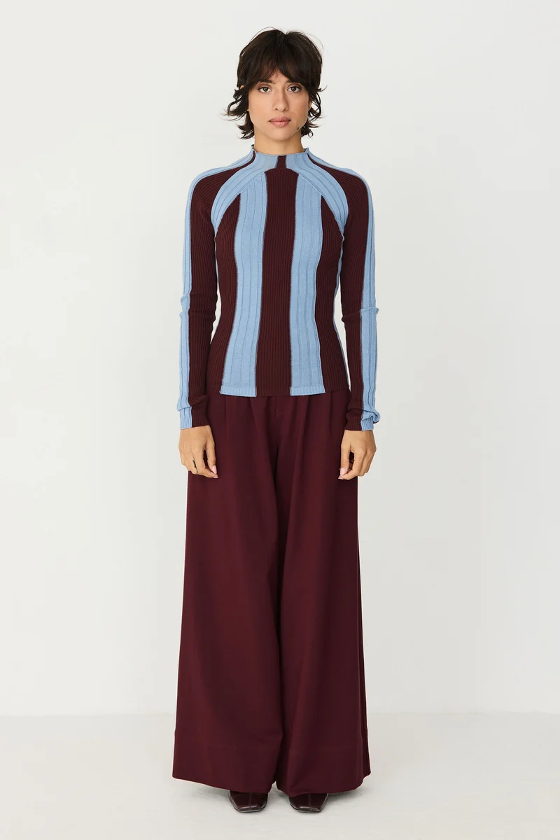 SKFK Longsleeve Anuket stripes chocolate/blue