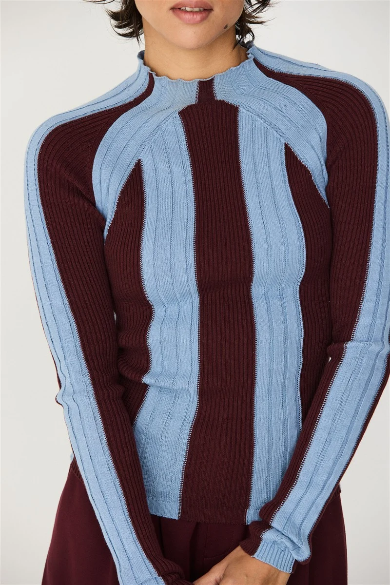 SKFK Longsleeve Anuket stripes chocolate/blue