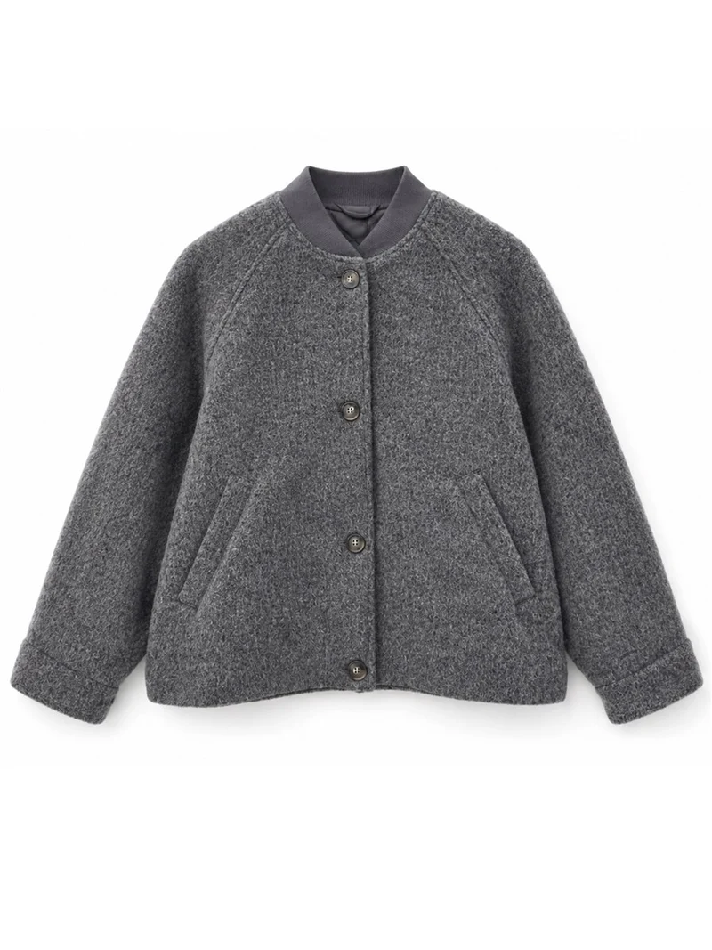 MAZINE Vegan Wool Bomber anthracite-mel.