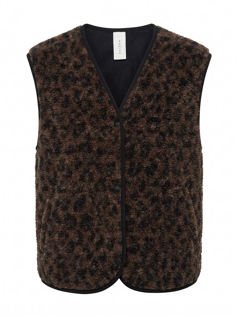 MAZINE Printed Teddy-Fleece Vest chocolate-brown-printed