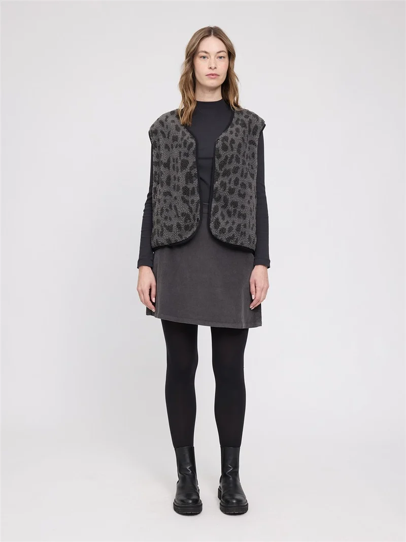 MAZINE Printed Teddy-Fleece Vest grey-printed