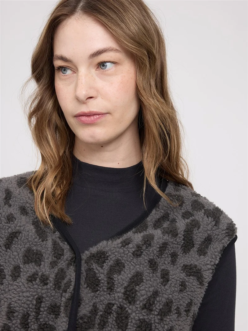 MAZINE Printed Teddy-Fleece Vest grey-printed