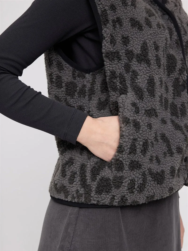 MAZINE Printed Teddy-Fleece Vest grey-printed