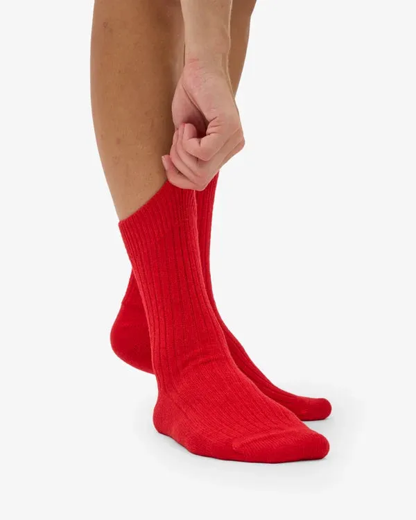 COLORFUL STANDARD Merino Wool Blend Sock red tangerine
